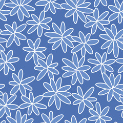 Japanese Pretty Star Flower Fall Vector Seamless Pattern