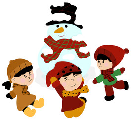 Fototapeta premium child with snowman