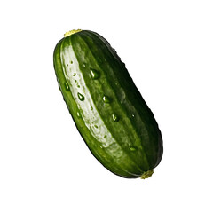 Fresh green cucumber isolated on transparent background, fresh vegetable 