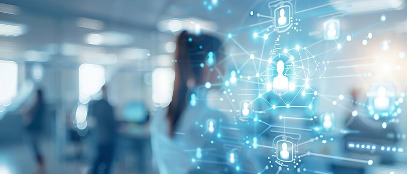 Manager reviewing candidate profiles for team selection, office background, employee selection, team building, recruitment process