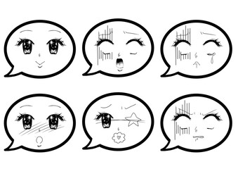昔の少女漫画風　表情吹き出し