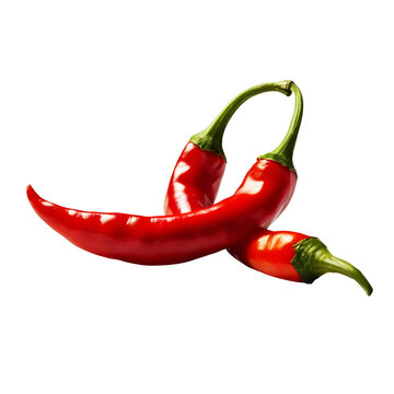 Fresh red chili isolated on transparent background, fresh vegetable 