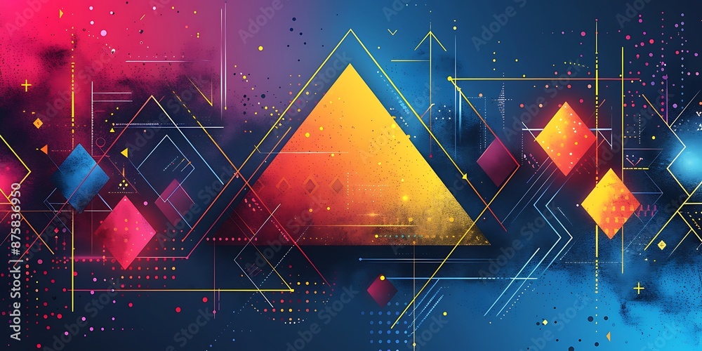 Fototapete abstract background with geometric shapes in vibrant,triangles, and hexagons, forming a clean abstra