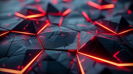 Dark futuristic surface with glowing red cracks