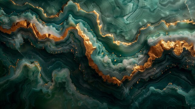 elegant malachite textures, green marble with gold veins, luxury interior decor, skinali, kitchen apron. Marble wall. Marble countertop