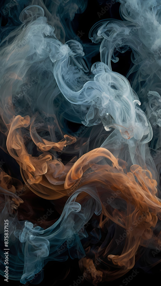 Sticker a swirling dance of vividly swirling smoke, each wisp delicately floating in the air like ethereal t