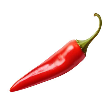 Fresh red chili isolated on transparent background, fresh vegetable 