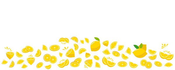 Colorful fresh lemon fruits pattern. Summer and fresh fruits background. Vector illustration.