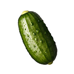 Fresh green cucumber isolated on transparent background, fresh vegetable 