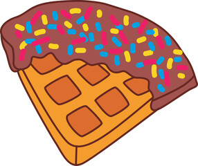Doodle art of cute waffle with fruit and cream.
Illustration of waffle sweet dessert yummy food.