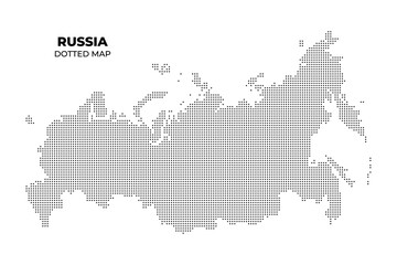 black halftone dotted russia map