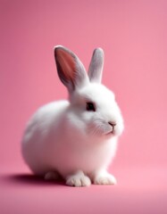 Obraz premium cute rabbit background cloud animal easter acrylic art pink cartoon