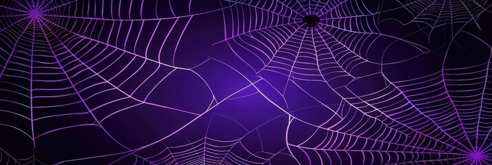 Naklejka premium Intricate Spider Webs on a Dark Background