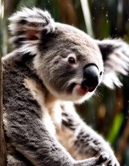 Naklejka premium australia generative animal wildlife background ai cute olated cutout koala face marsupial eucalyptus shot transparent mammal nature