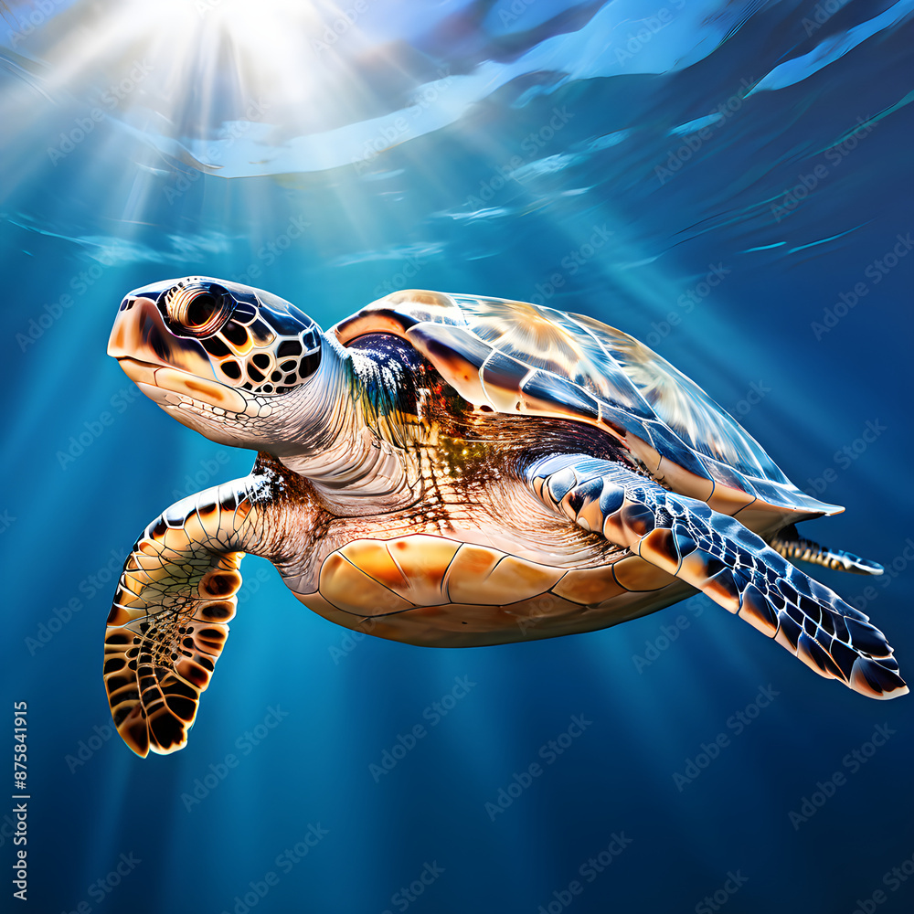 Wall mural green sea turtle