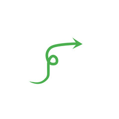 green curly arrow sign