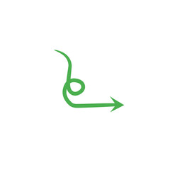 green curly arrow sign