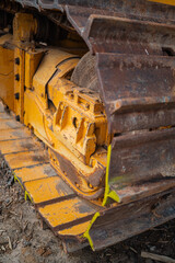 Vehicle Continuous Tracked Treads of a Construction Machine Close Up