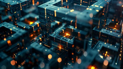 Complex and innovative architecture in a futuristic city skyline, Capturing the complexity of blockchain technology through abstract shapes and colors