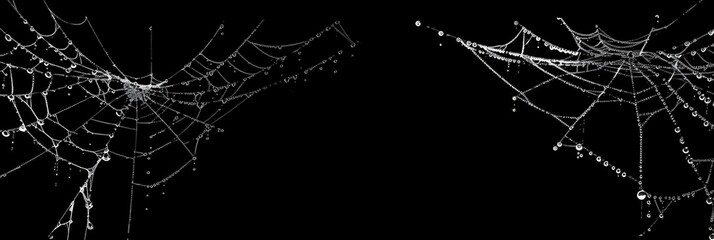 Delicate Spider Web with Dew Drops