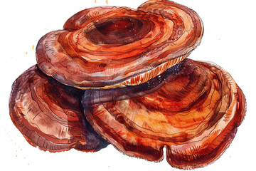 Hand drawn Chinese medicinal herb Ganoderma lucidum