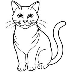 Solid black outline Silhouette baby happy cat vector Illustration: Adorable Feline Design