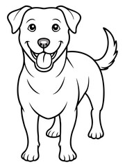 Solid black outline Silhouette baby happy dog vector Illustration: Adorable Feline Design