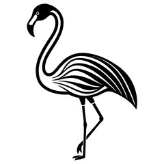 Solid black outline minimalist Flamingo silhoutte vector Illustration: Adorable Feline Design