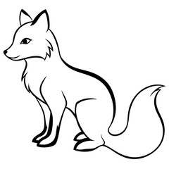 Solid black outline fox silhoutte vector Illustration: Adorable Feline Design