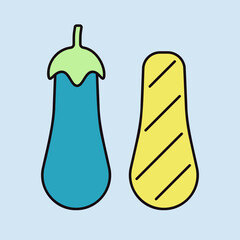 Grilled eggplant vector icon. Barbecue and grill