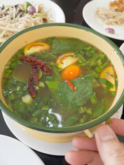 Spicy clear soup typical in Thailand