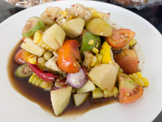 Thai papaya salad hot and spicy mixed from variety of vegetable