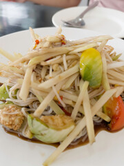 Thai papaya salad hot and spicy mixed from variety of vegetable