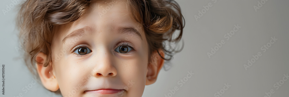 Sticker cute young child with prominent protruding ears on a light background. most commonly treated auricul