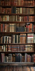 Old Books On Wooden Bookshelf