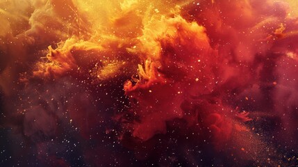 Obraz premium Abstract Red and Gold Swirls with Glittering Particles