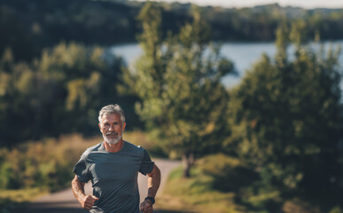 Fototapeta premium Senior man going for a run