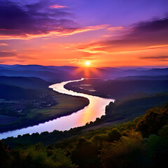 sunset in the mountains