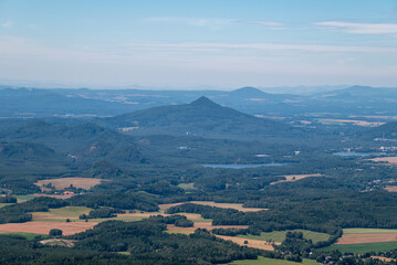 Scenic landscape of northern Czech republic, view from the peak of Jested mountain near Liberec