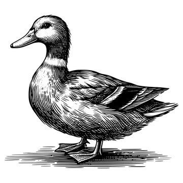 recommend clip art: Vintage ink sketch duck vector line art black hand drawn, illustration background