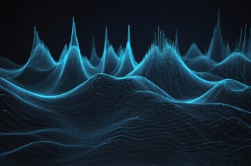 Abstract digital landscape with dark blue and black background