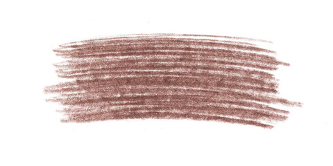 Brown Wax Crayon Strokes Isolated on White. Hand Drawn Pastel Chalk Stripes Background. Kids Hand Painting Texture Design Element.