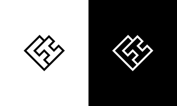 letter fh line art rectangular logo design