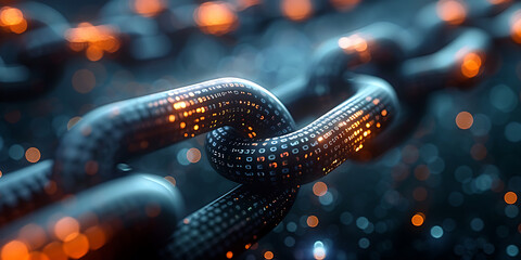 Obraz premium Blockchain Technology Canvas - Digital Art Background