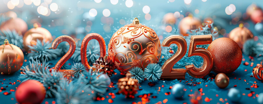 Festive Red And Gold Christmas Ornaments With 2015 Number Decorations