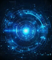 Obraz premium Blue technology background with circle and light effects