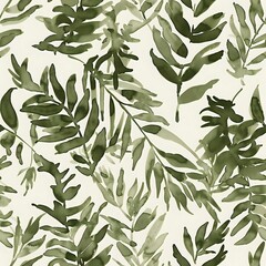 Fern Leaf and Pine Needle Repeat Pattern