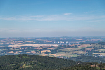 Scenic landscape of northern Czech republic, view from the peak of Jested mountain near Liberec