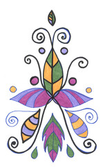 An abstract digital art design that is colorful, fun, and whimsical. This design features leaf elements in a retro style and would be perfect for adding a touch of whimsy to any project.