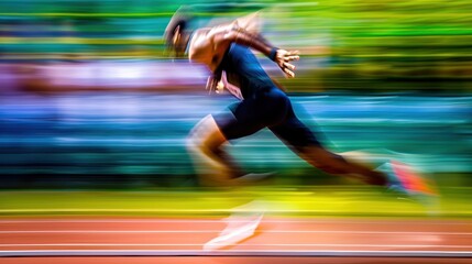 Fototapeta premium Blurred Motion of a Runner on a Track